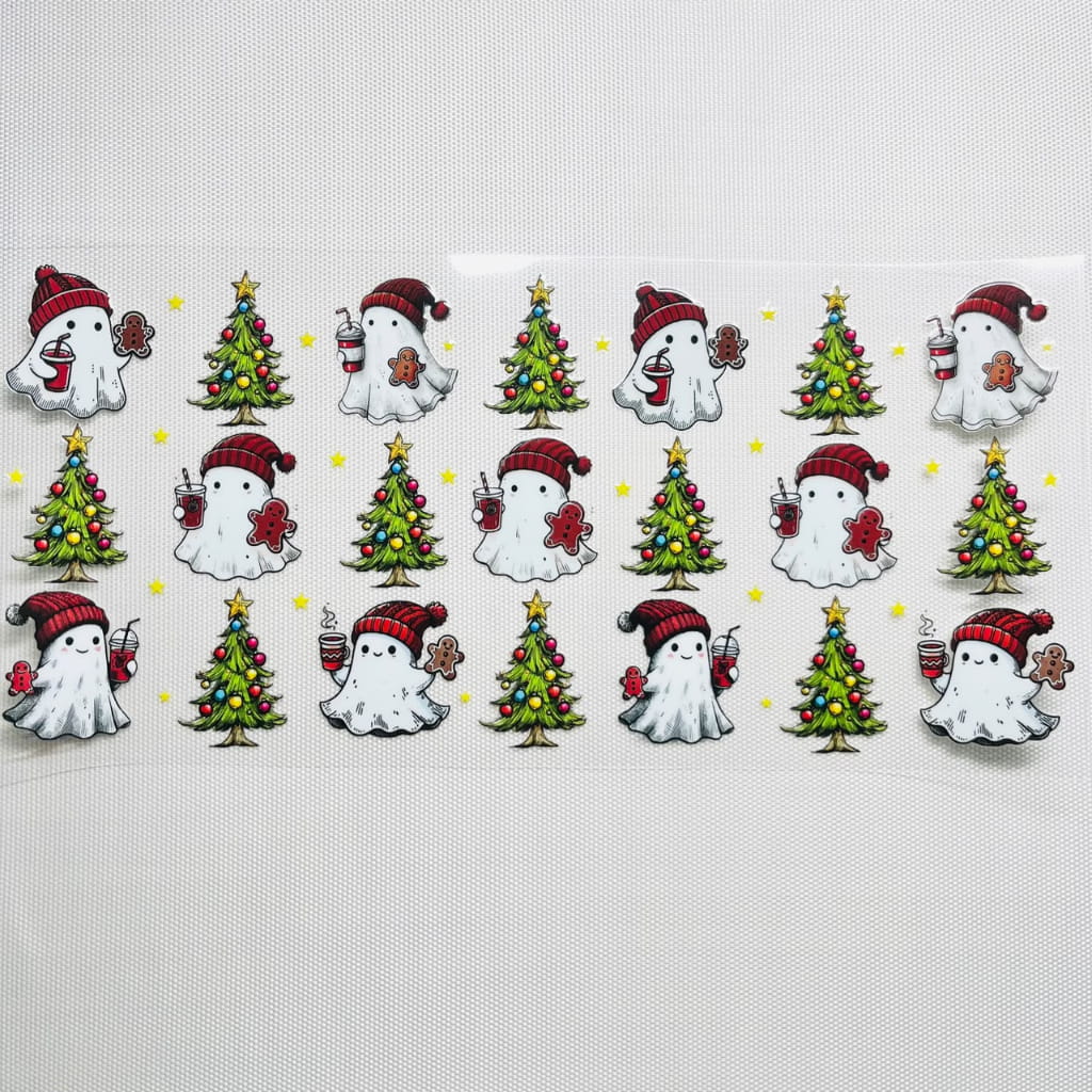 16oz UVDTF Cup Wraps,Halloween, Horroible ,Christmas Tree and Ghost