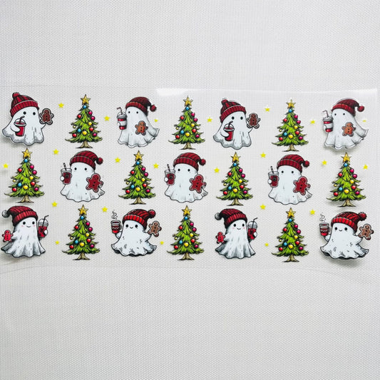 16oz UVDTF Cup Wraps,Halloween, Horroible ,Christmas Tree and Ghost