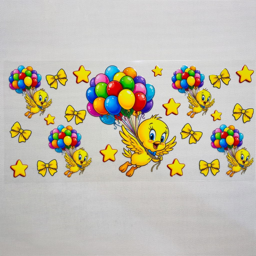 16oz UVDTF Cup Wraps ,Cartoon, Looney Tunes Tweety With Ballon