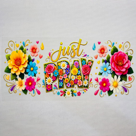 16oz UVDTF Cup Wraps, Just pray ,Flower