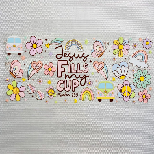 16oz UVDTF Cup Wraps, Religion & God & Jesus & Faith , Jesus Fills My Cup