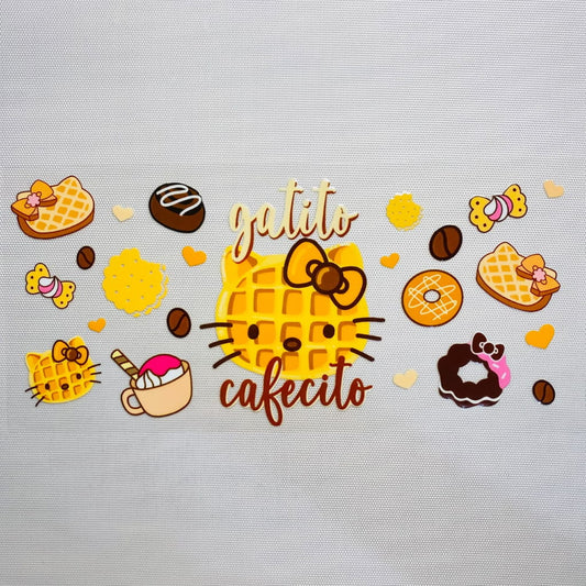 16oz UVDTF Cup Wraps, Cartoon ,Hello Kitty, Cafecito