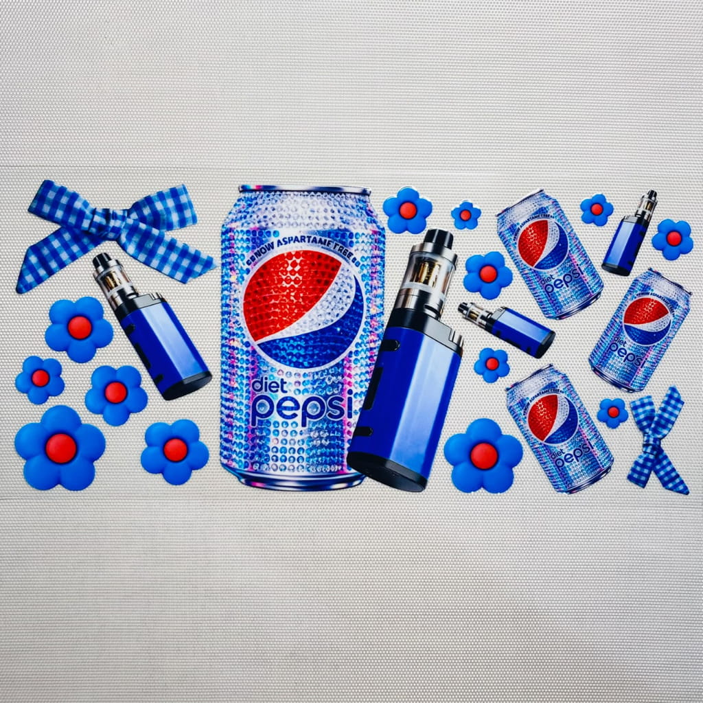16oz UVDTF Cup Wraps, Diet Pepsi ,Drinking