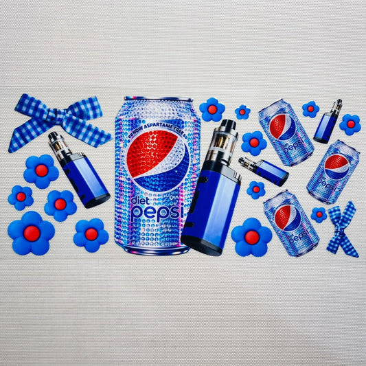 16oz UVDTF Cup Wraps, Diet Pepsi ,Drinking