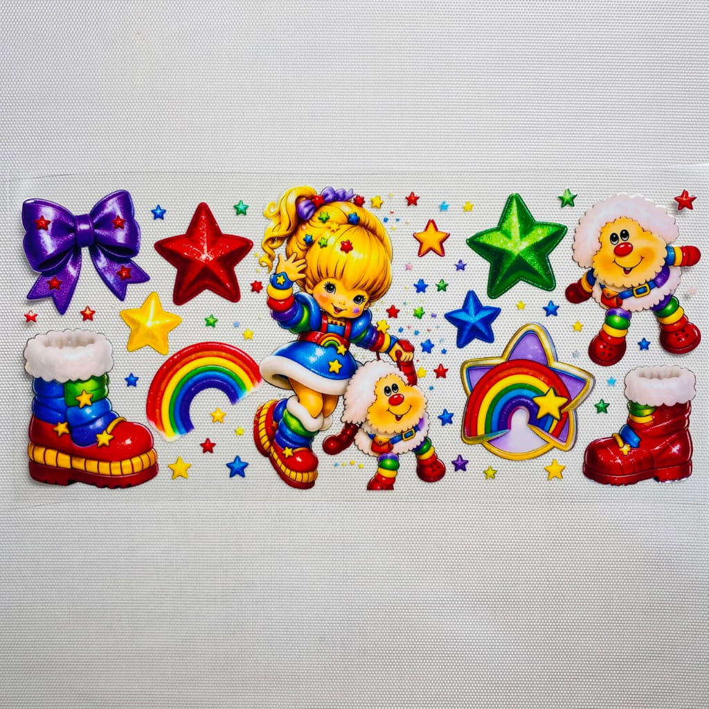 16oz UVDTF Cup Wraps, Cartoon ,Rainbow Brite