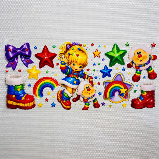 16oz UVDTF Cup Wraps, Cartoon ,Rainbow Brite