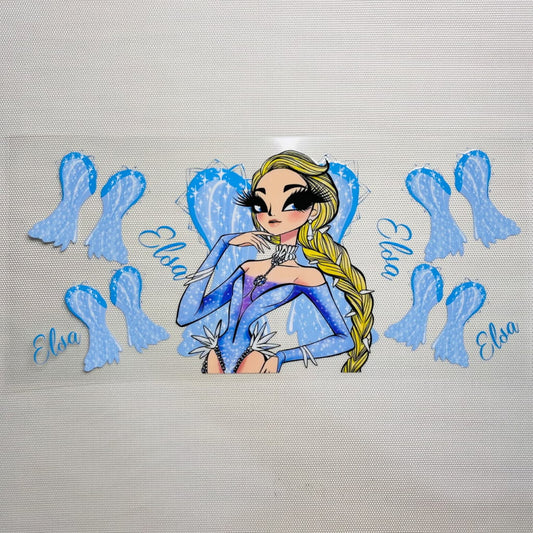16oz UVDTF Cup Wraps, Princess ,Cartoon ,Elsa Princess