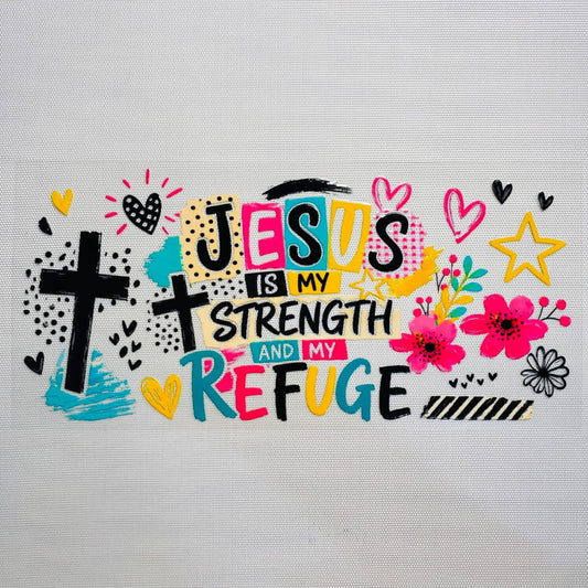 16oz UVDTF Cup Wraps, Religion & God & Jesus & Faith , Jesus Is My Strength and My Refuge