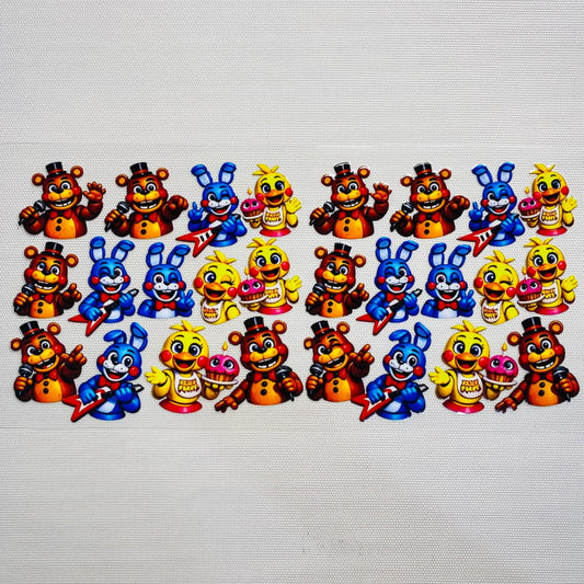 16oz UVDTF Cup Wraps, Cartoon , Five nights of Freddy's
