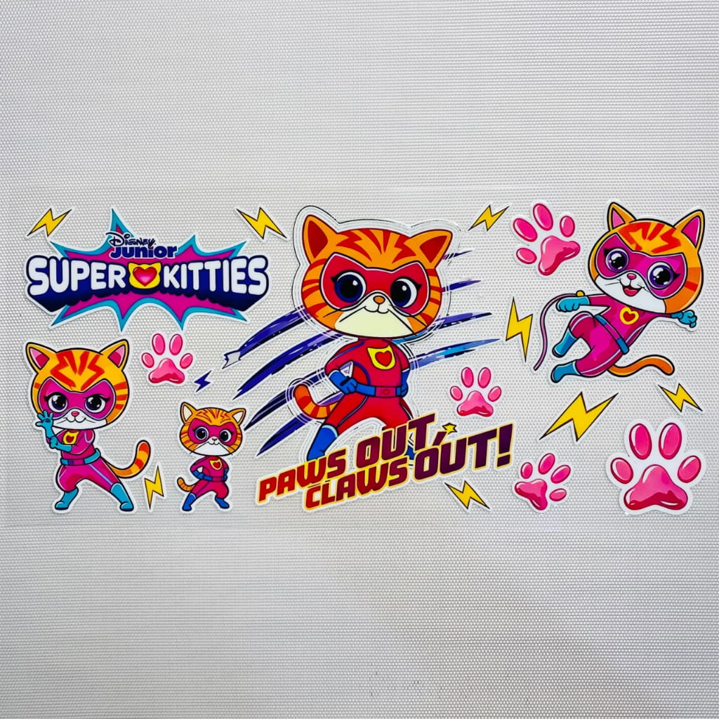 16oz UVDTF Cup Wraps, Cartoon ,SuperKitties