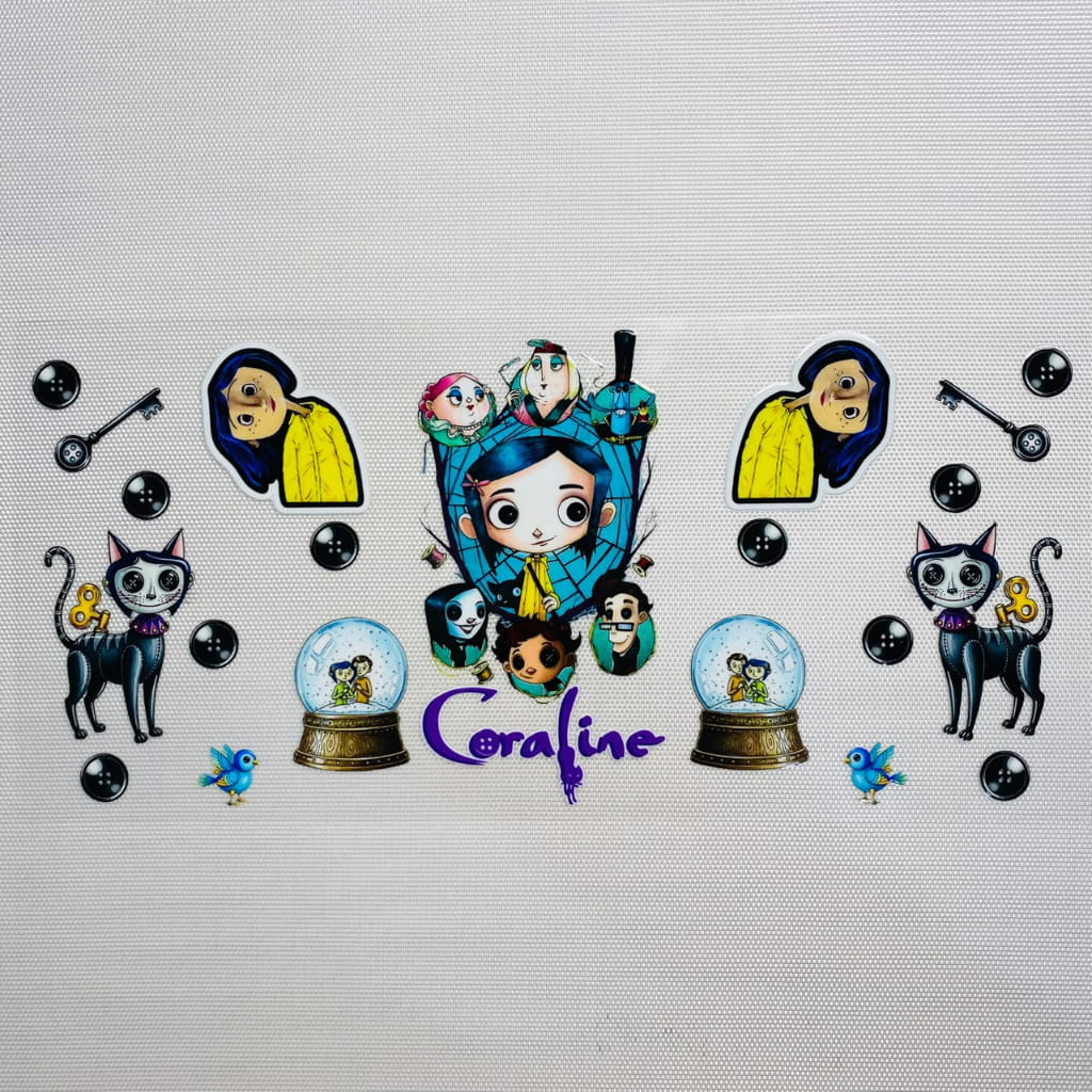 16oz UVDTF Cup Wraps, Cartoon, Coraline