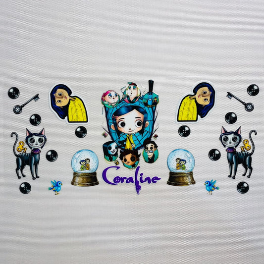 16oz UVDTF Cup Wraps, Cartoon, Coraline