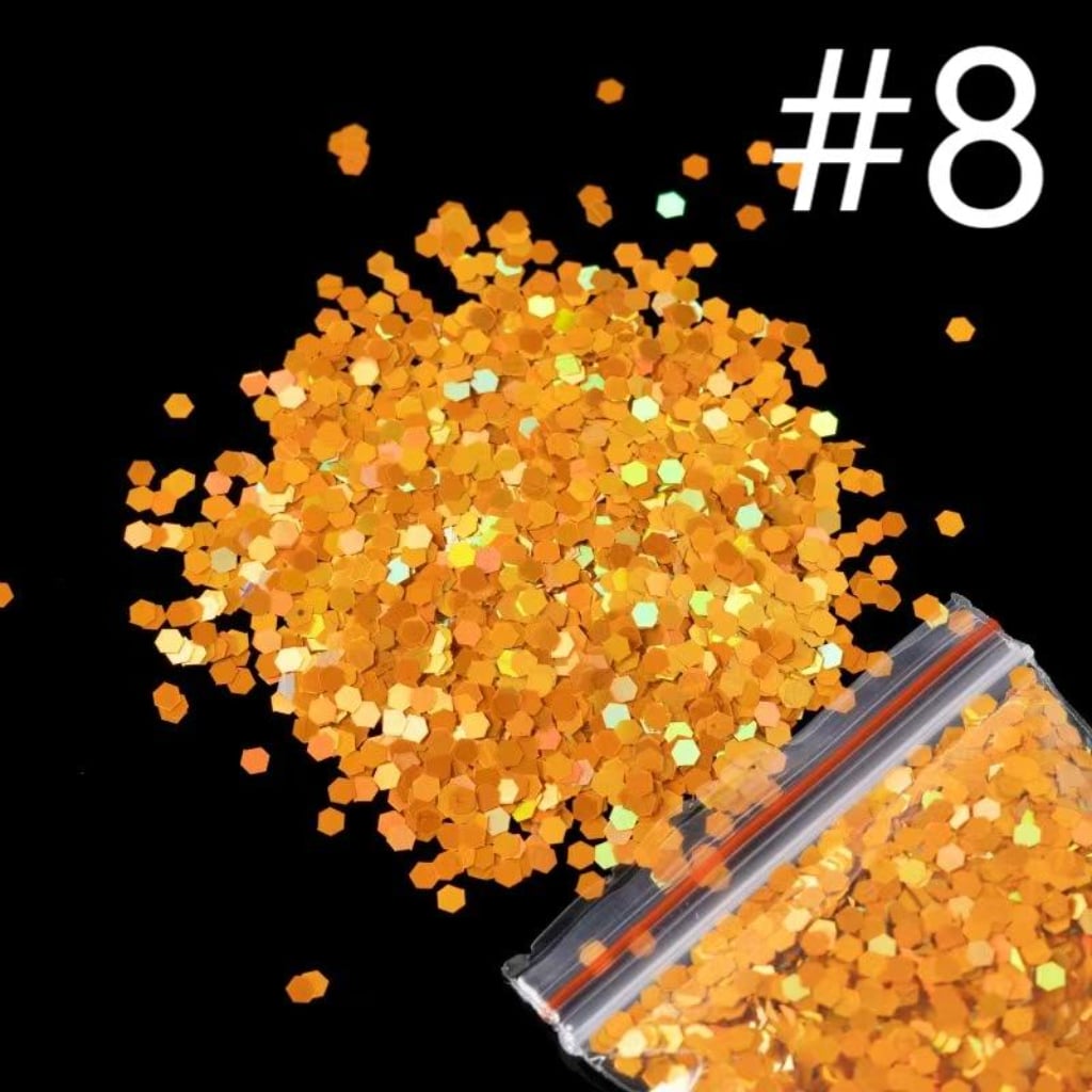 Flash Laser Hexagonal Sequins,Glitter Decorative Floral 2.5mm Sequins,1 bag 20g ,10 Colors