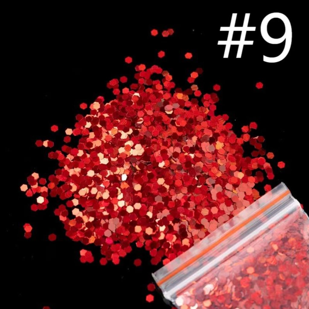 Flash Laser Hexagonal Sequins,Glitter Decorative Floral 2.5mm Sequins,1 bag 20g ,10 Colors