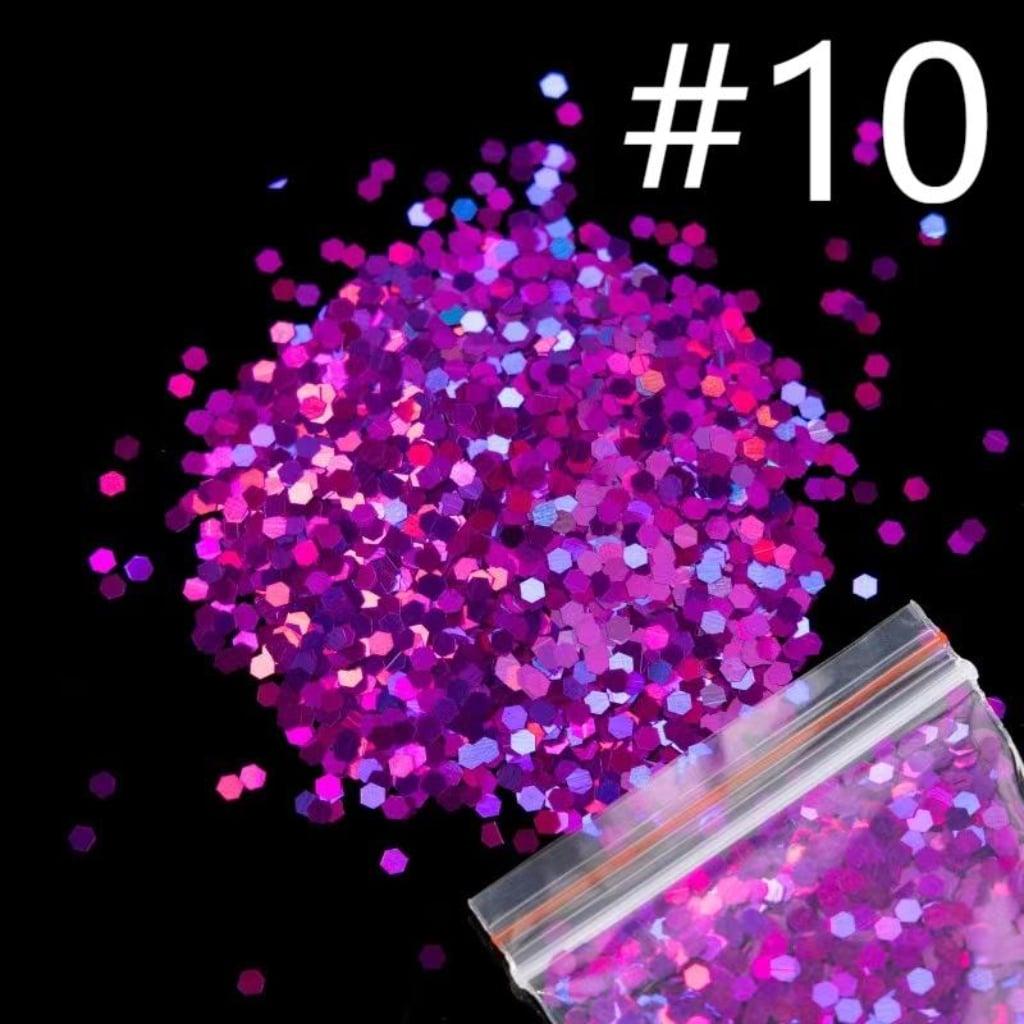 Flash Laser Hexagonal Sequins,Glitter Decorative Floral 2.5mm Sequins,1 bag 20g ,10 Colors
