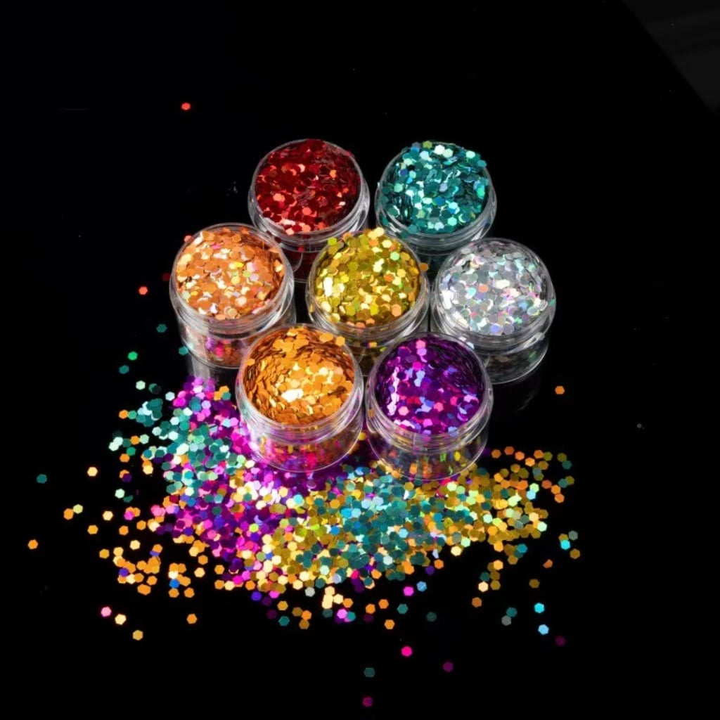 Flash Laser Hexagonal Sequins,Glitter Decorative Floral 2.5mm Sequins,1 bag 20g ,10 Colors