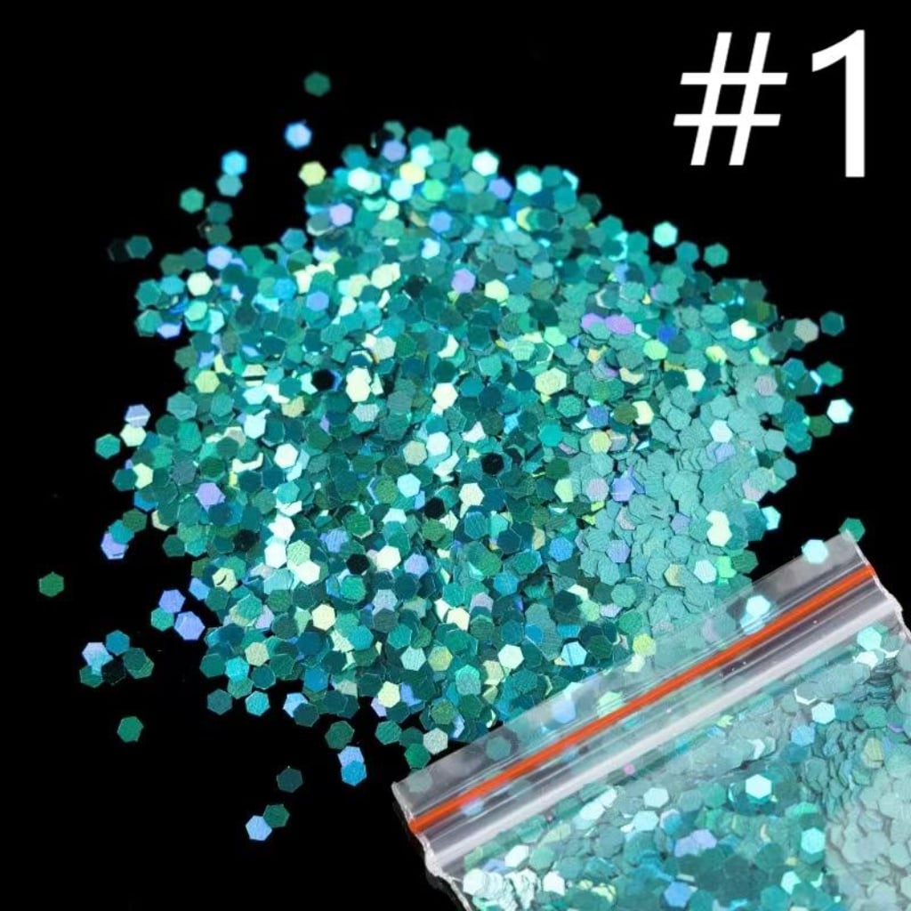 Flash Laser Hexagonal Sequins,Glitter Decorative Floral 2.5mm Sequins,1 bag 20g ,10 Colors