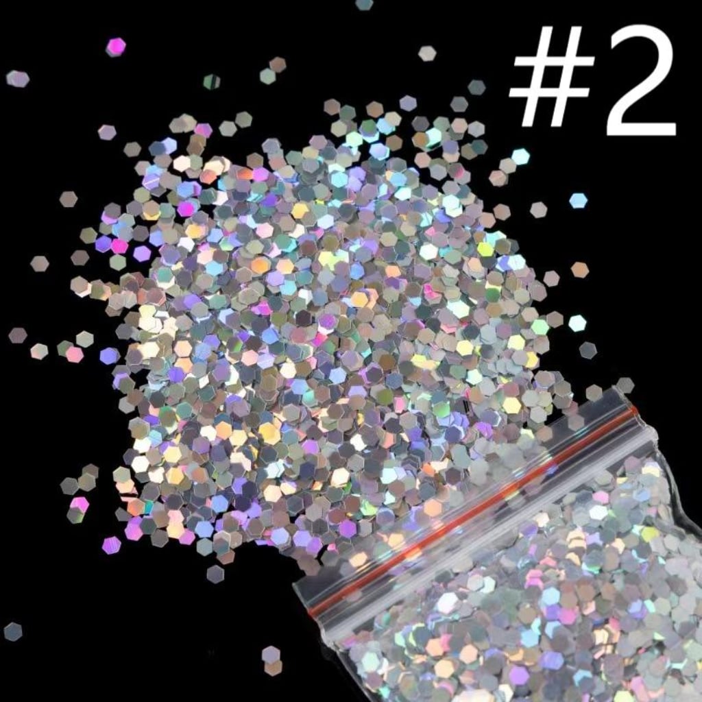 Flash Laser Hexagonal Sequins,Glitter Decorative Floral 2.5mm Sequins,1 bag 20g ,10 Colors