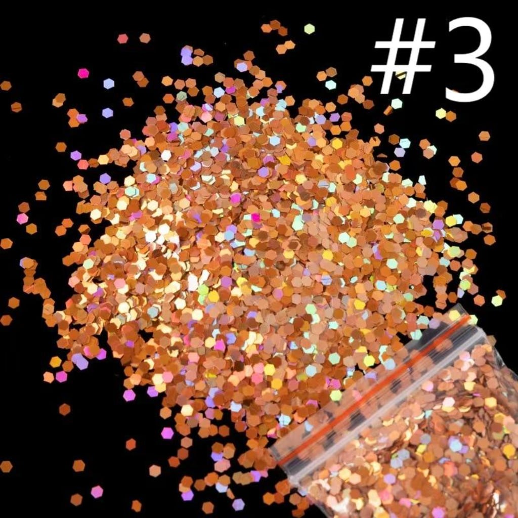 Flash Laser Hexagonal Sequins,Glitter Decorative Floral 2.5mm Sequins,1 bag 20g ,10 Colors