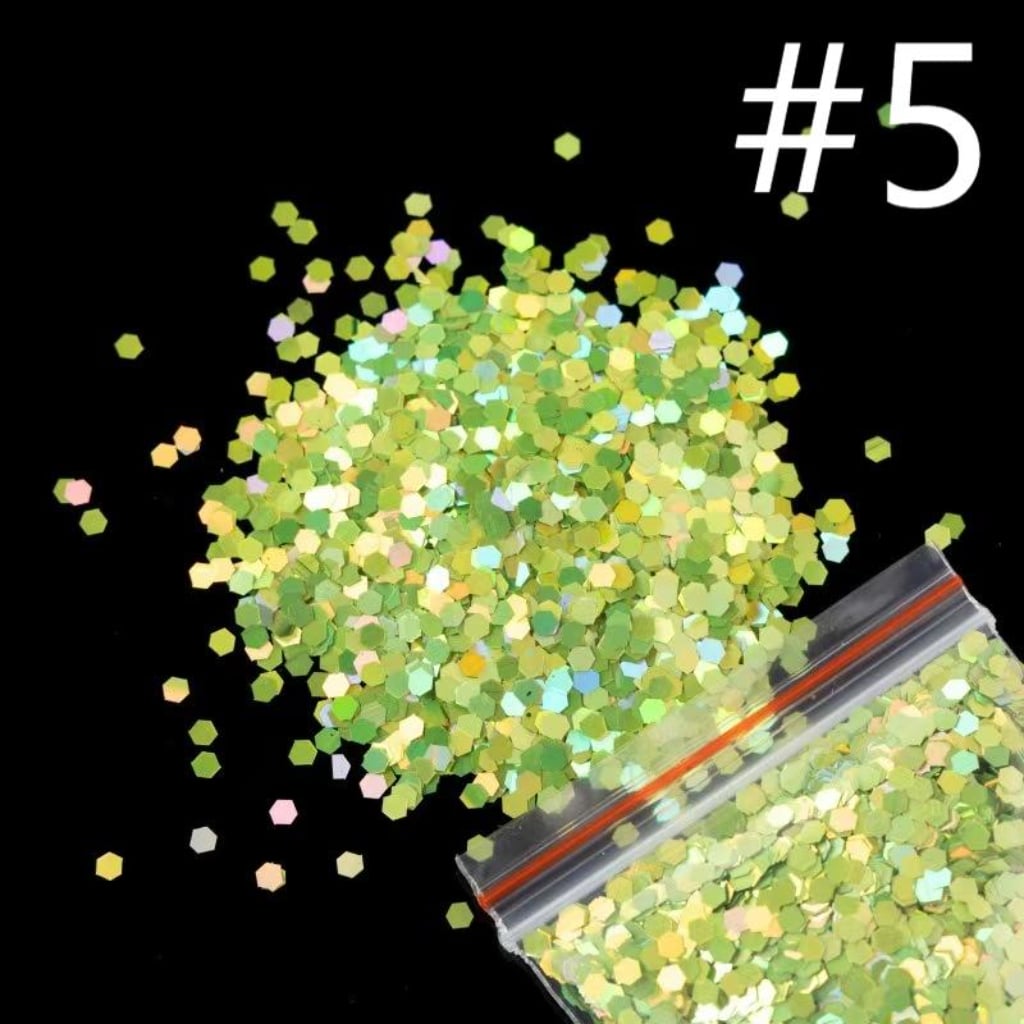 Flash Laser Hexagonal Sequins,Glitter Decorative Floral 2.5mm Sequins,1 bag 20g ,10 Colors