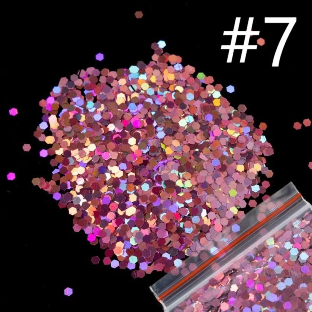 Flash Laser Hexagonal Sequins,Glitter Decorative Floral 2.5mm Sequins,1 bag 20g ,10 Colors