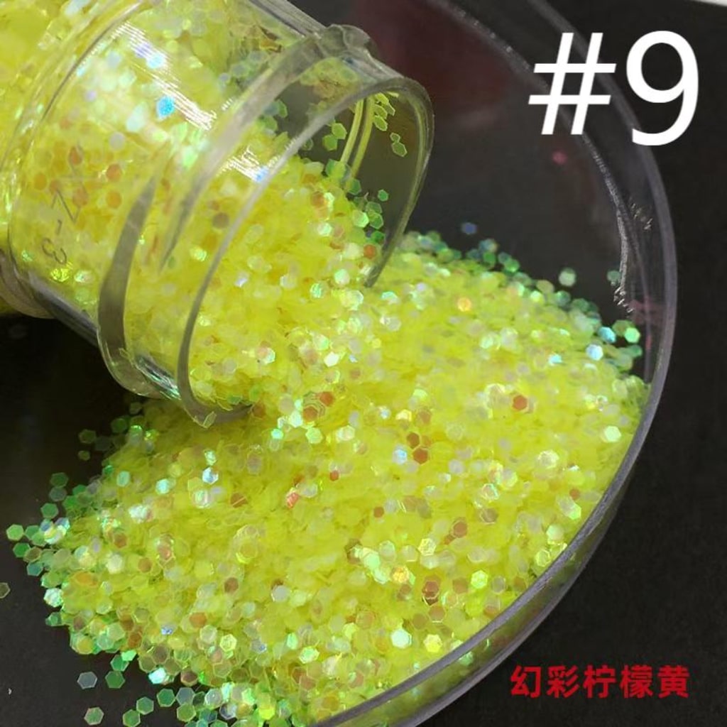 Laser/Holographic Golden Powder,DIY Small Glitter Transparent Sequins,Solid Color,1mm,1 bottle 30ml/1.05floz ,12 Colors