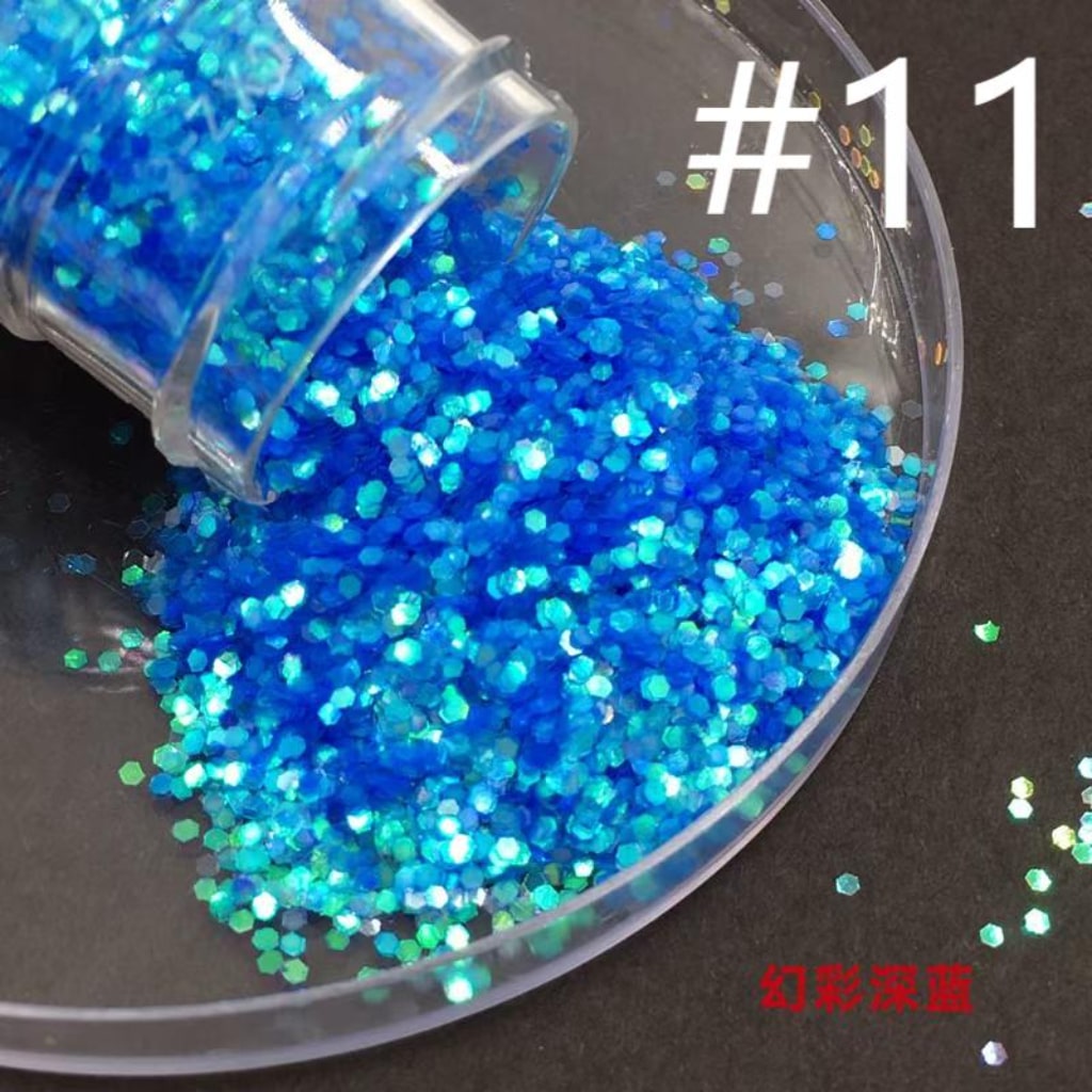 Laser/Holographic Golden Powder,DIY Small Glitter Transparent Sequins,Solid Color,1mm,1 bottle 30ml/1.05floz ,12 Colors