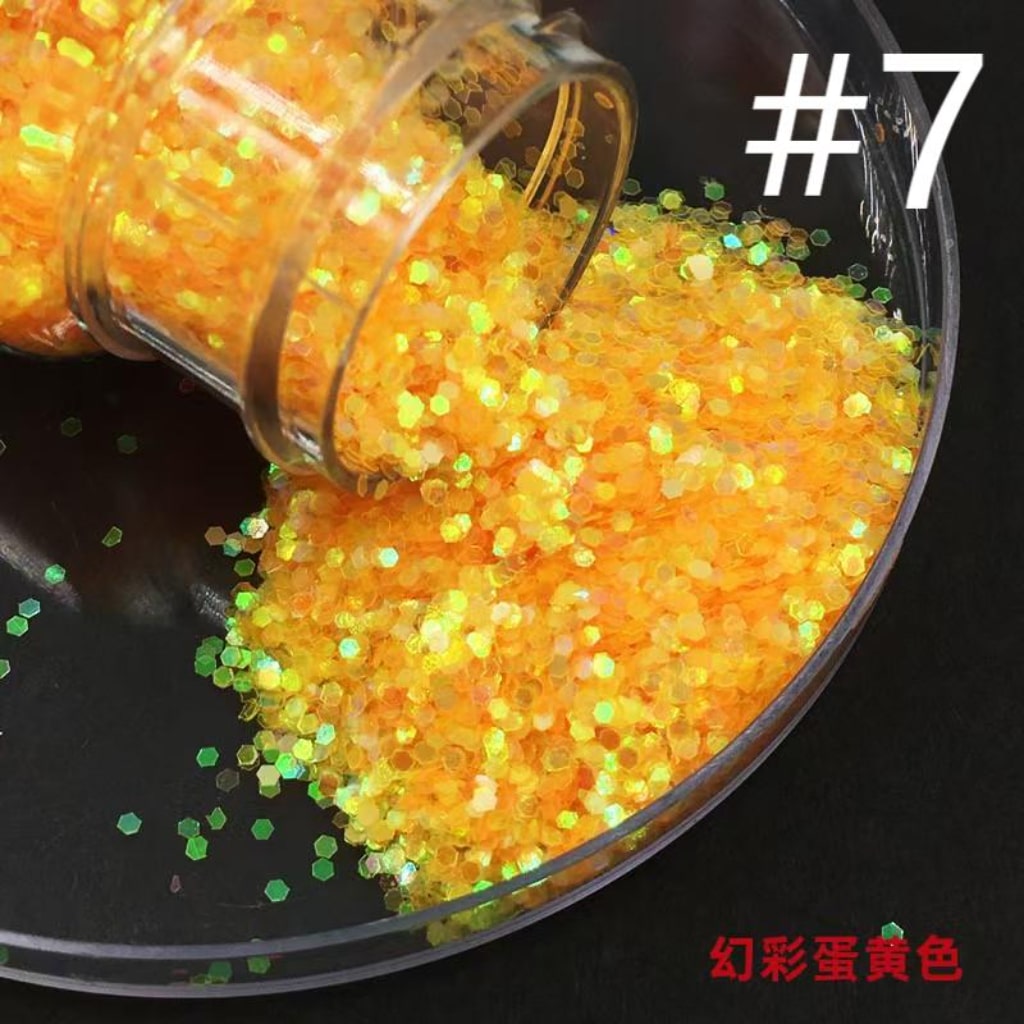 Laser/Holographic Golden Powder,DIY Small Glitter Transparent Sequins,Solid Color,1mm,1 bottle 30ml/1.05floz ,12 Colors